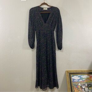 Jane Wood Paris Floral Long Sleeve Maxi Dress, V Neck